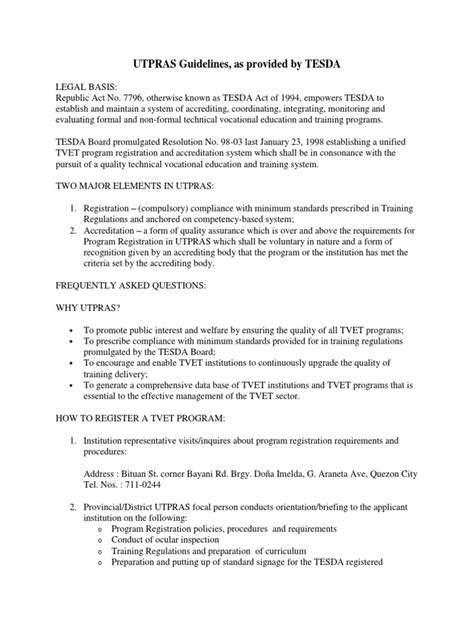 UTPRAS Guidelines .